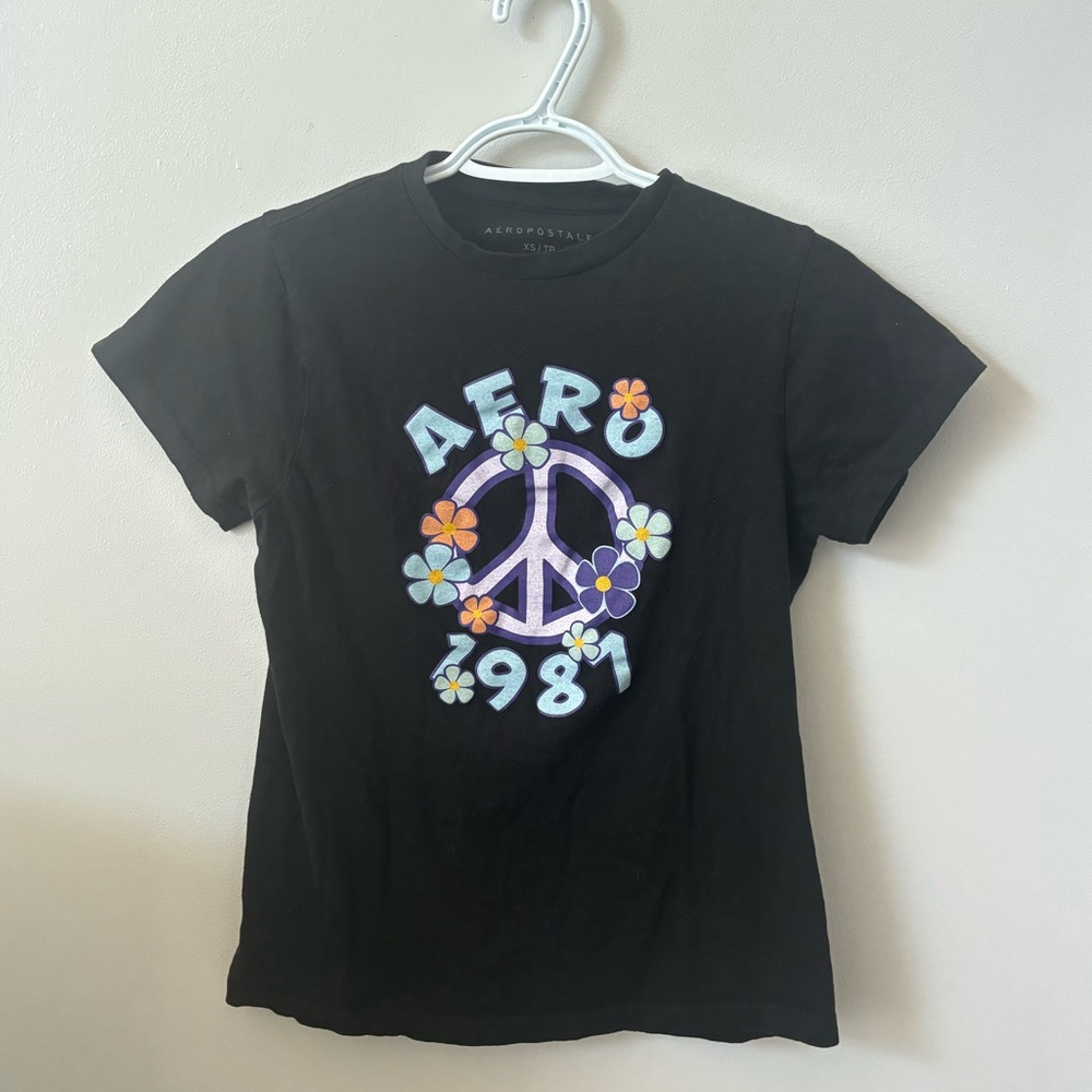 Aeropostale Black Peace Sign T-Shirt